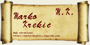 Marko Krekić vizit kartica